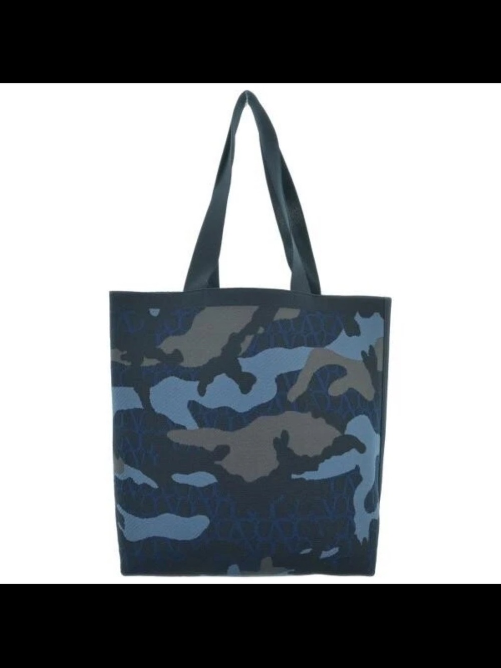Valentino Garavani Blue and Gray Camouflage Tote Bag